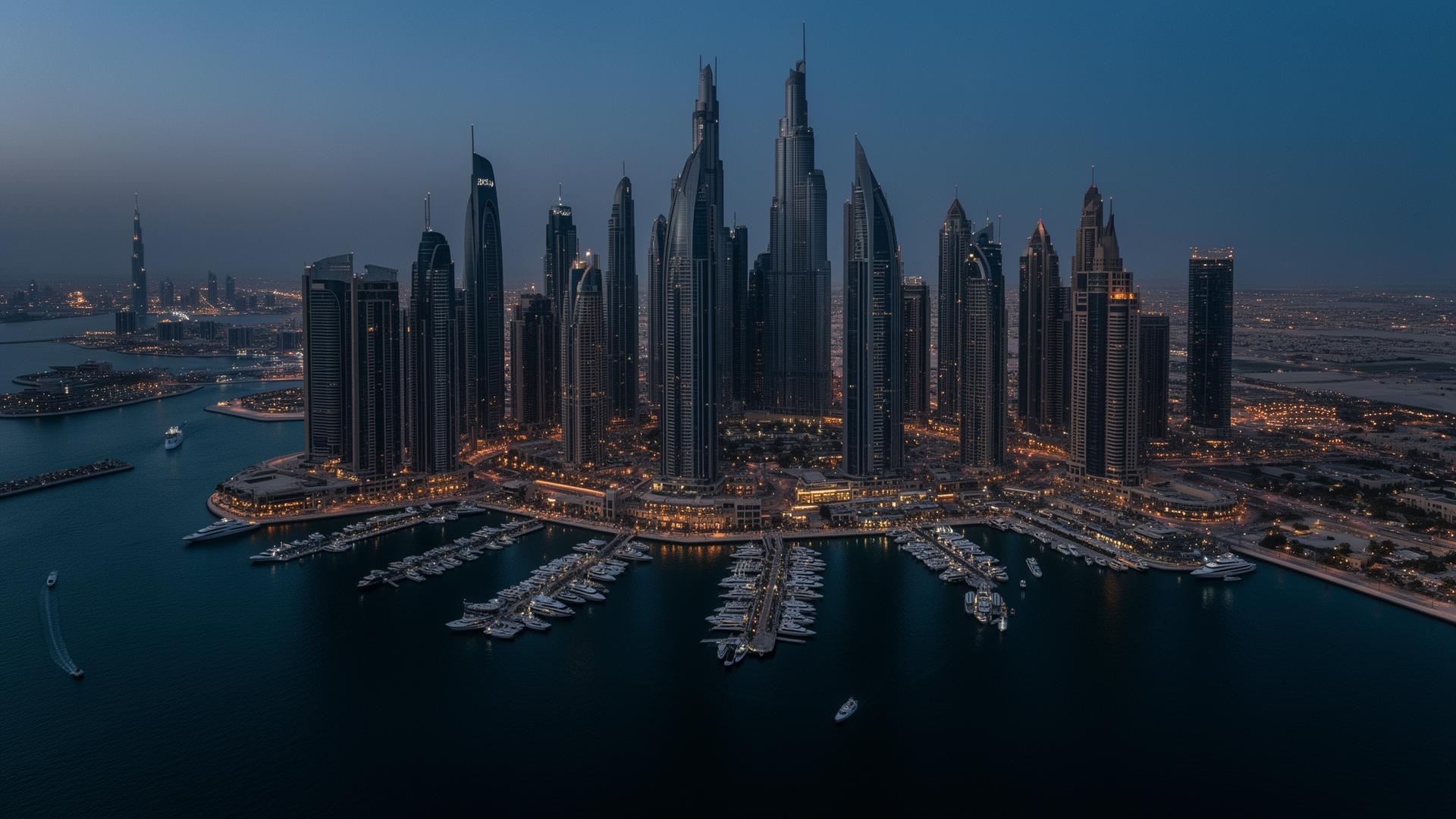 Dubai skyline aerial view